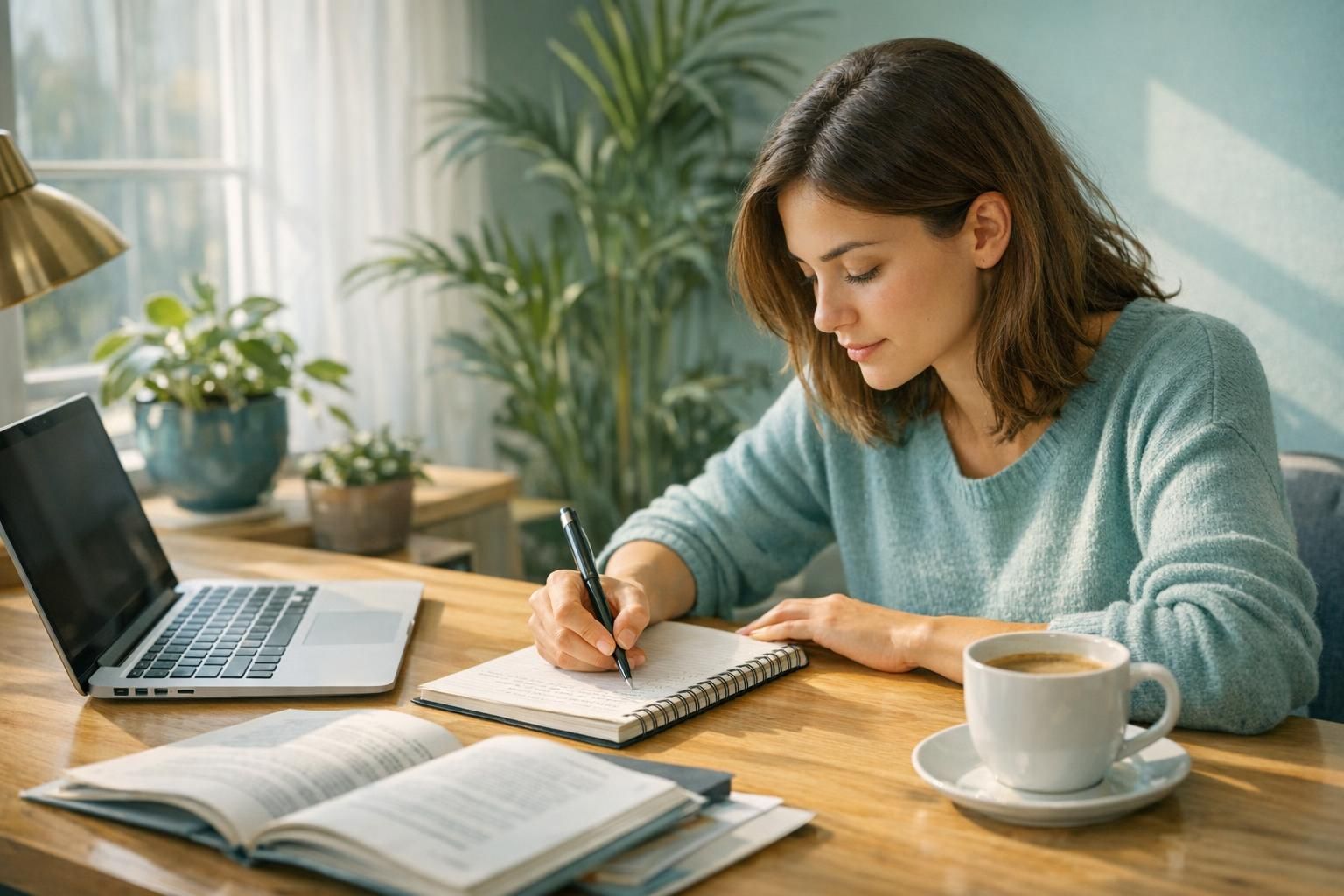 Etudiant concentre a son bureau